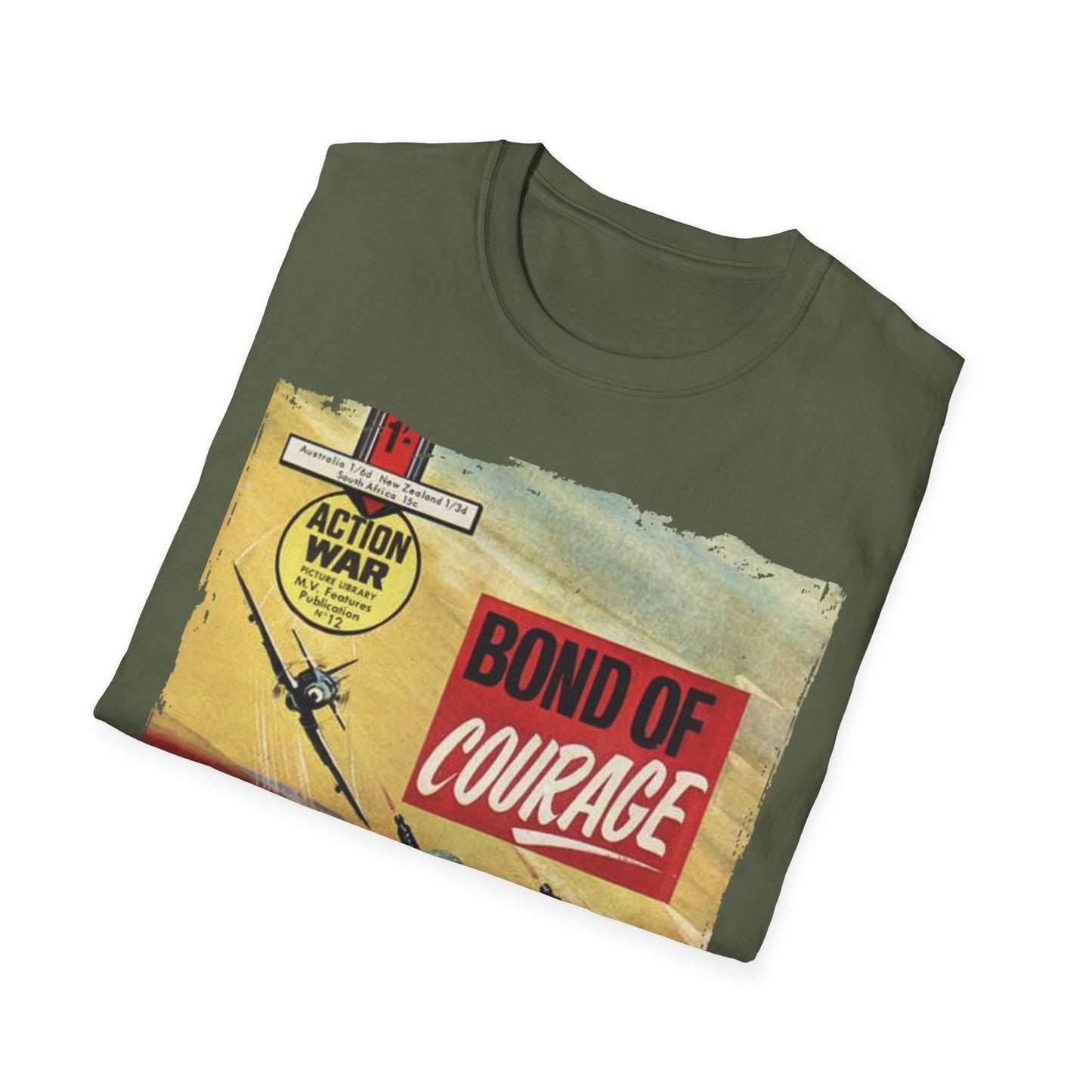 Close-up of the unisex softstyle T-shirt's relaxed fit featuring vibrant red color and a smooth cotton blend fabric texture.