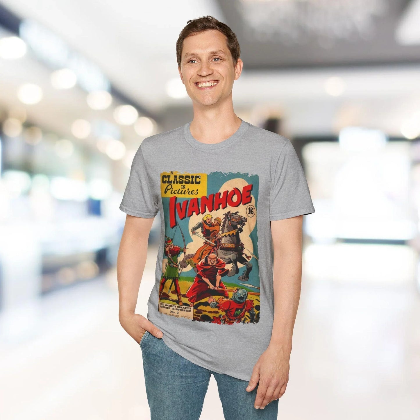 Close-up of the Ivanhoe 1949 softwashed fabric texture highlighting lightweight material and subtle heathered navy color.