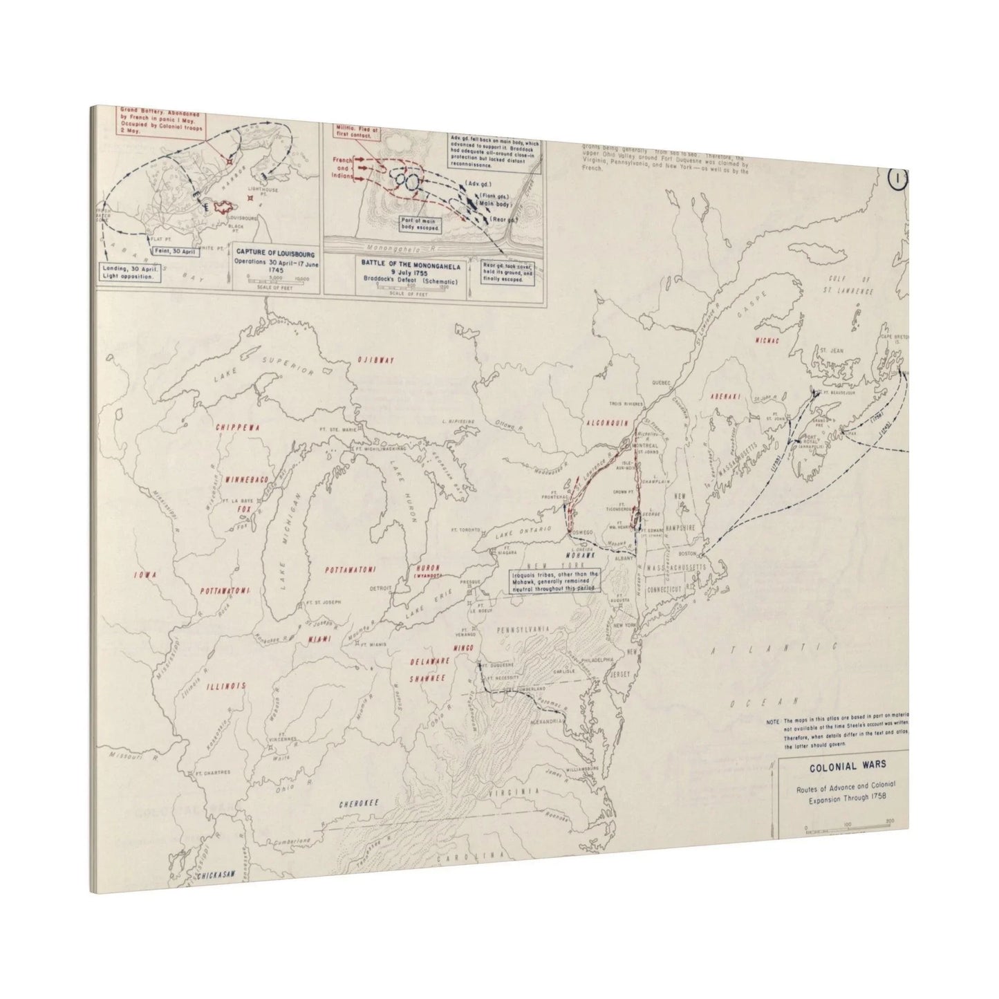 Close-up of textured canvas surface highlighting the detailed weave and matte finish of "Colonial Wars, Expansion Through