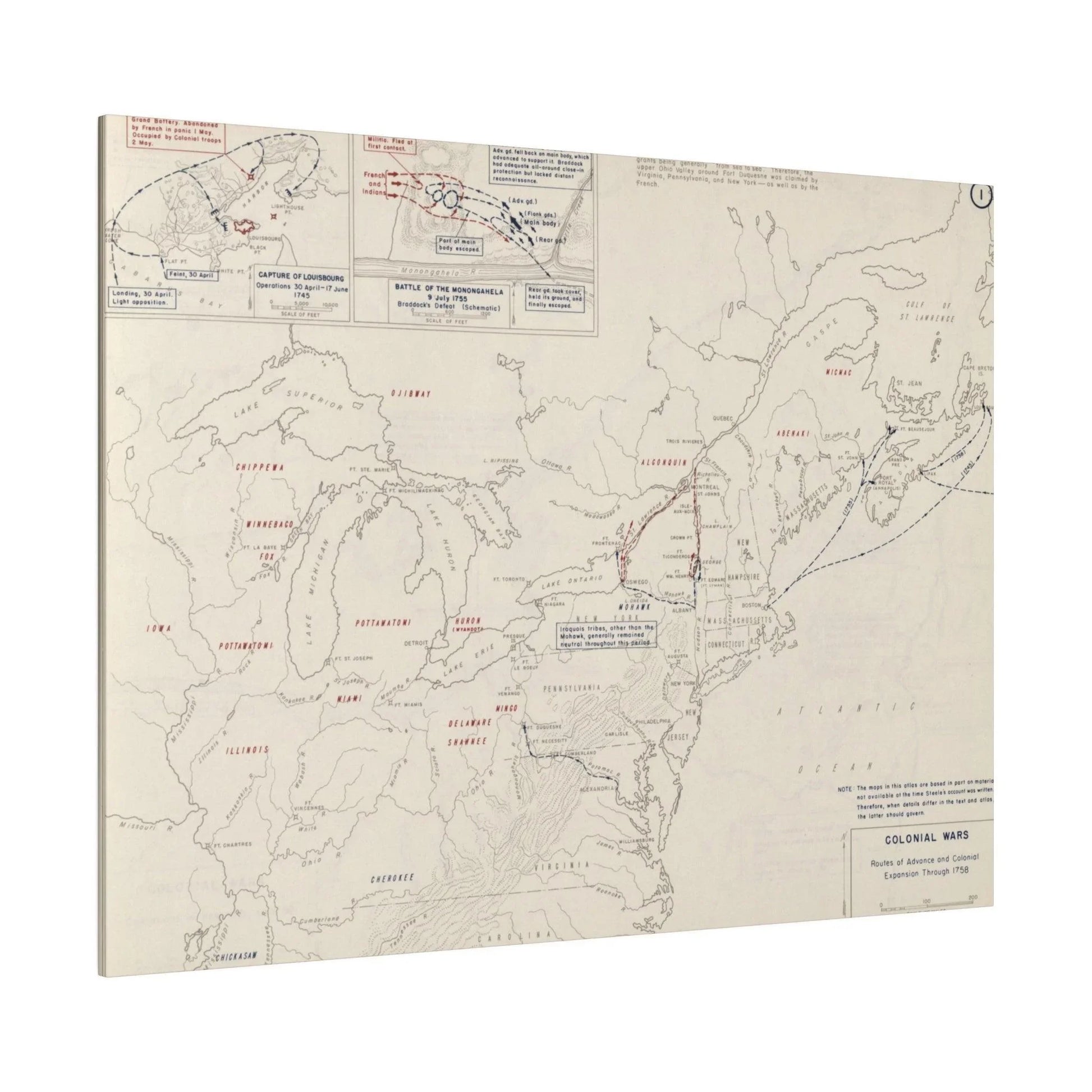 Close-up of textured canvas surface highlighting the detailed weave and matte finish of "Colonial Wars, Expansion Through