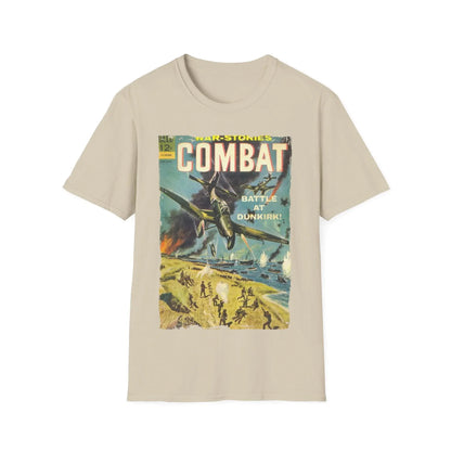 Close-up of the Combat March 1965 unisex softstyle T-shirt’s neckline, showcasing the smooth ribbed collar and subtle