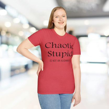 Close-up of black fabric revealing soft, smooth texture and subtle stitching detail on the unisex T-shirt’s relaxed neckline.