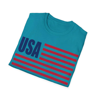 Close-up of the American Flag USA Colors printed on soft cotton fabric, showcasing vibrant red, white, and blue stripes with