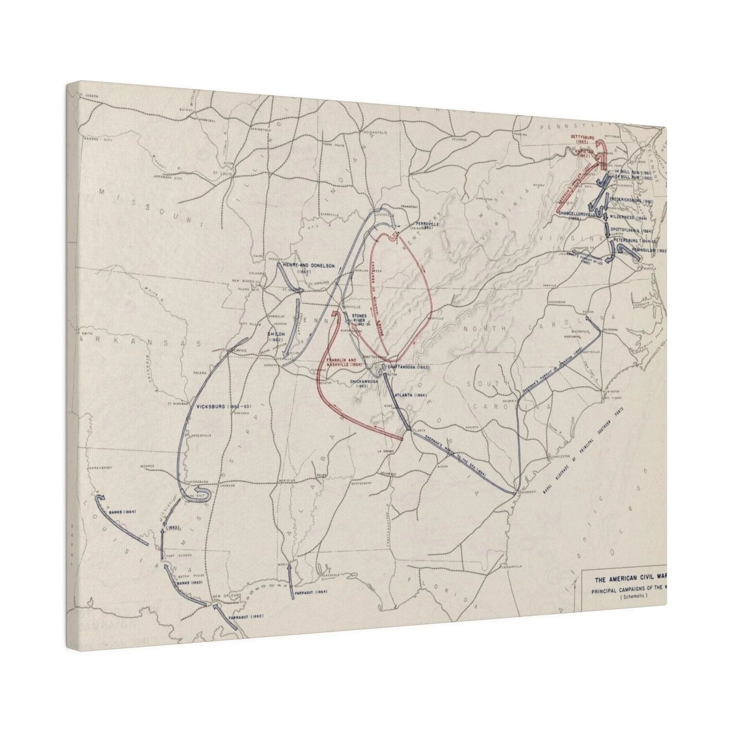 Close-up of detailed canvas texture and subtle brushstroke variations highlighting the aged, matte finish of the Civil War