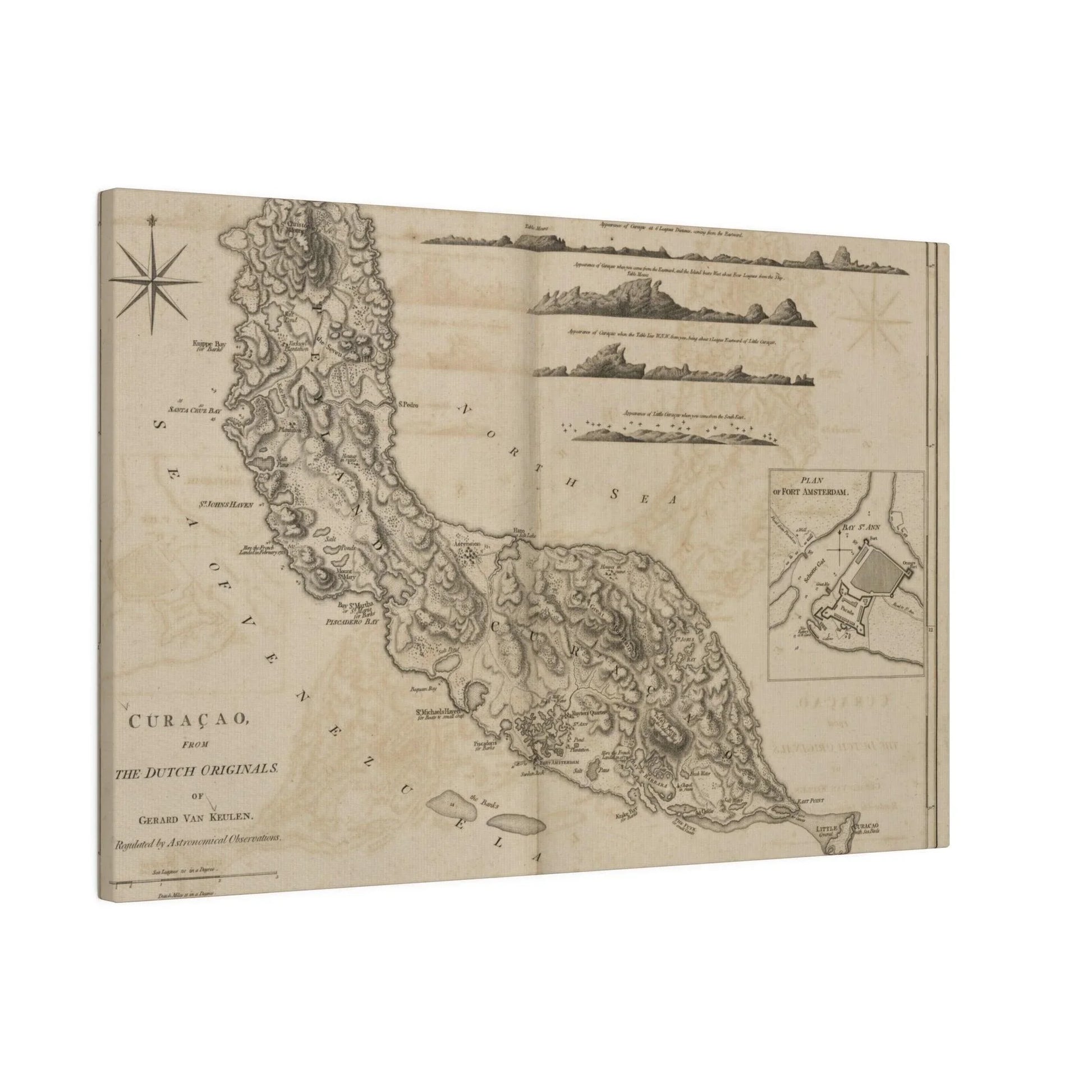 Close-up of the vibrant ocean blue and green hues highlighting the textured brushstrokes from the Curacao canvas print on