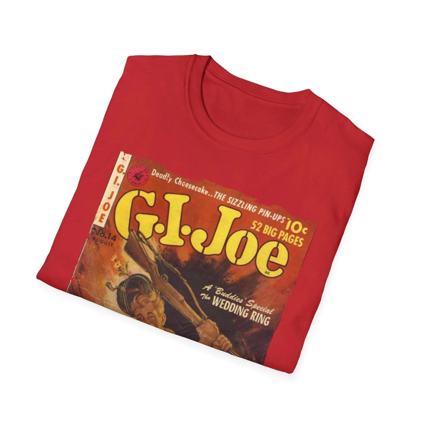 Close-up of the G.I. Joe No.14 T-shirt's soft fabric texture and subtle heather blue color highlighting the relaxed fit
