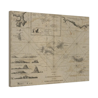 Detailed close-up of the Acores Islands map highlighting vibrant coastline colors and intricate island borders on canvas