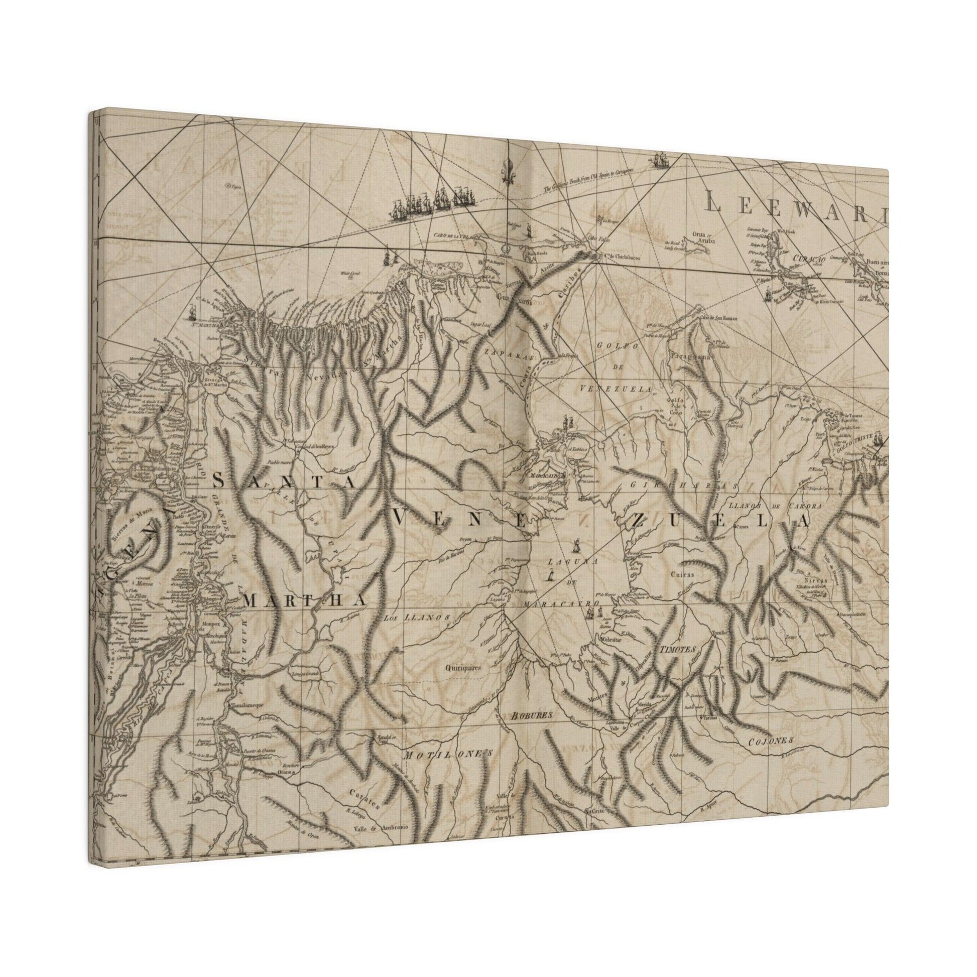 Close-up of vibrant coastal watercolor details highlighting ship and wave textures on canvas print, showcasing intricate