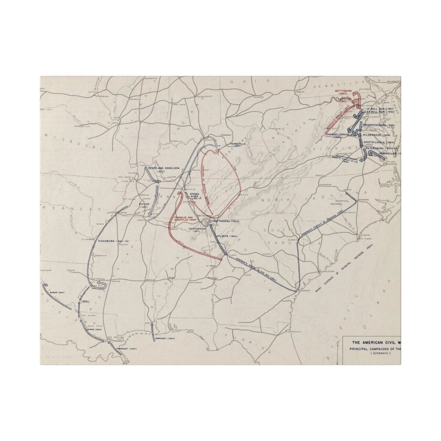 Close-up of detailed canvas texture highlighting aged, faded colors and fine brushstroke patterns from the Civil War era