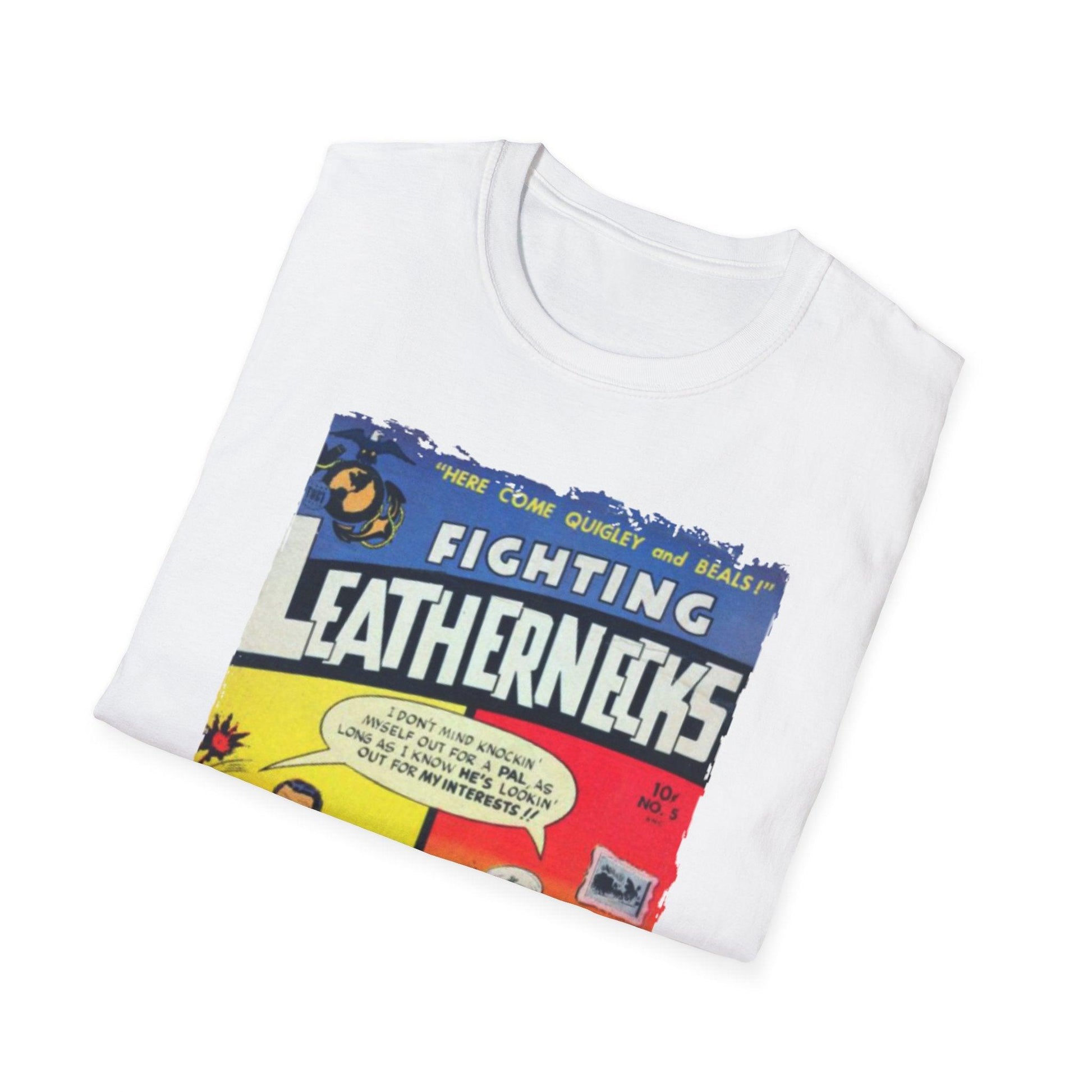 Close-up of the unisex fit tag sewn inside the heather charcoal cotton T-shirt’s neckline, highlighting the soft fabric