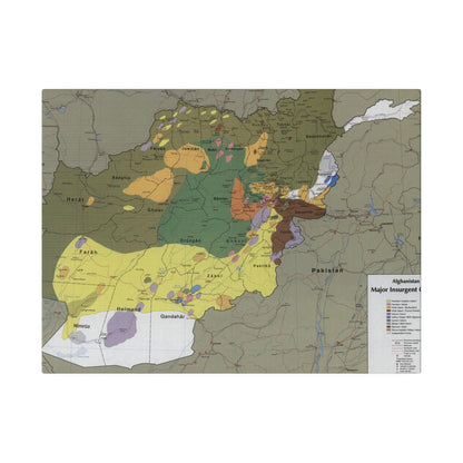 Close-up of textured canvas surface highlighting detailed brushstroke patterns on the 1985 CIA Afghanistan insurgent groups