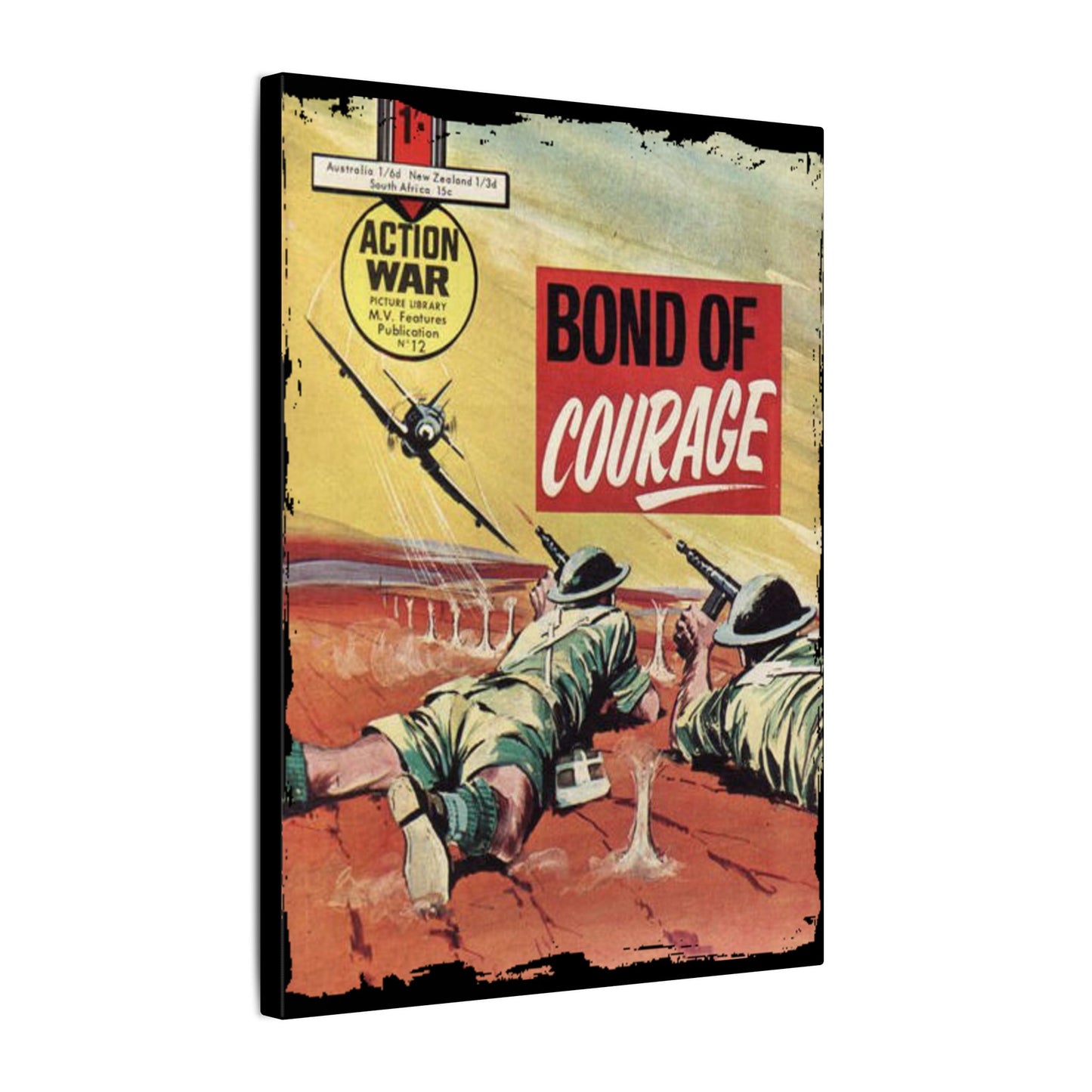 Printify Action War #12 canvas wall art, 24x36 inches, matte finish, eco-friendly material, ready to hang, suitable for