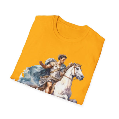 Close-up of the unisex softstyle fabric showing smooth, relaxed fit in deep olive green with subtle texture details.