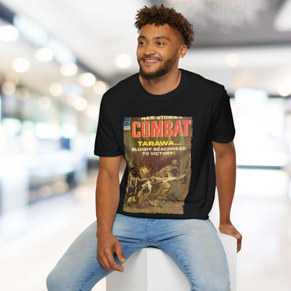 Close-up of the navy-colored fabric highlighting the smooth, tightly-knit cotton blend and subtle seam stitching detail on