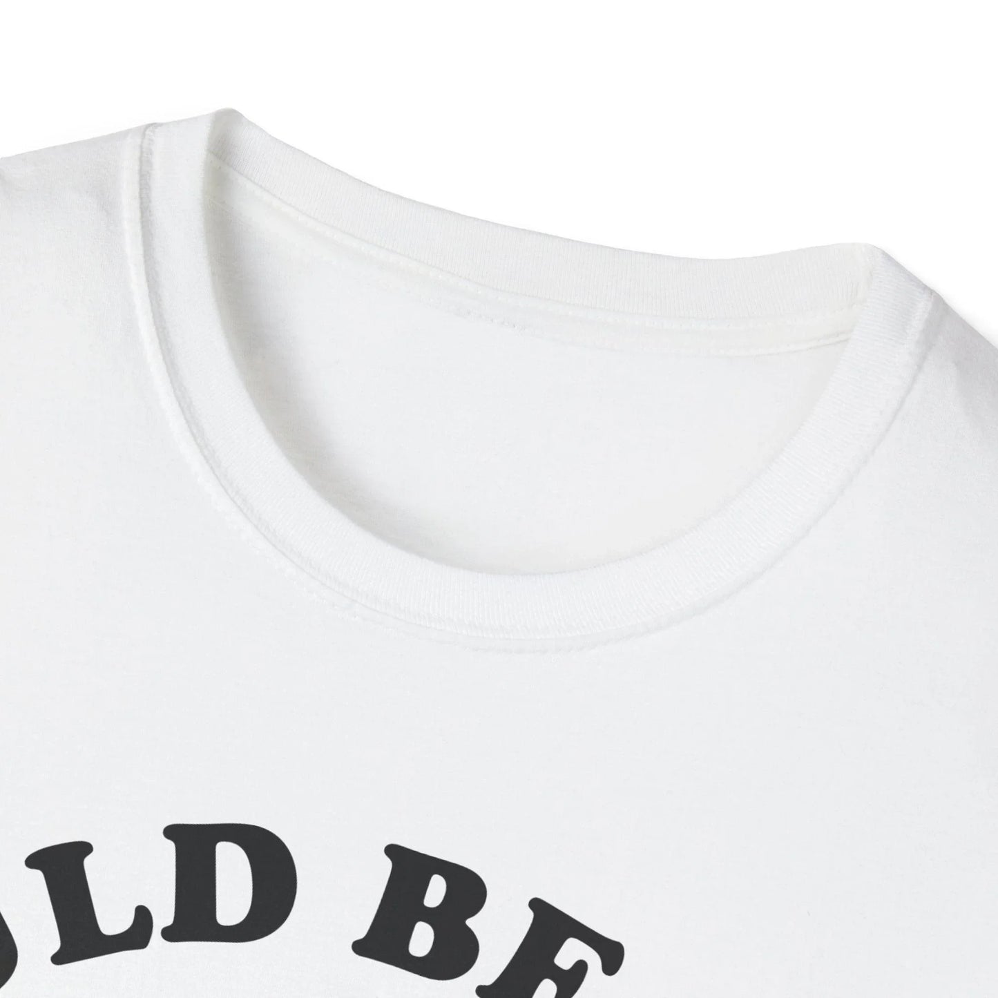 Close-up of the black unisex softstyle T-shirt fabric showing smooth, tightly woven cotton texture and subtle stitching