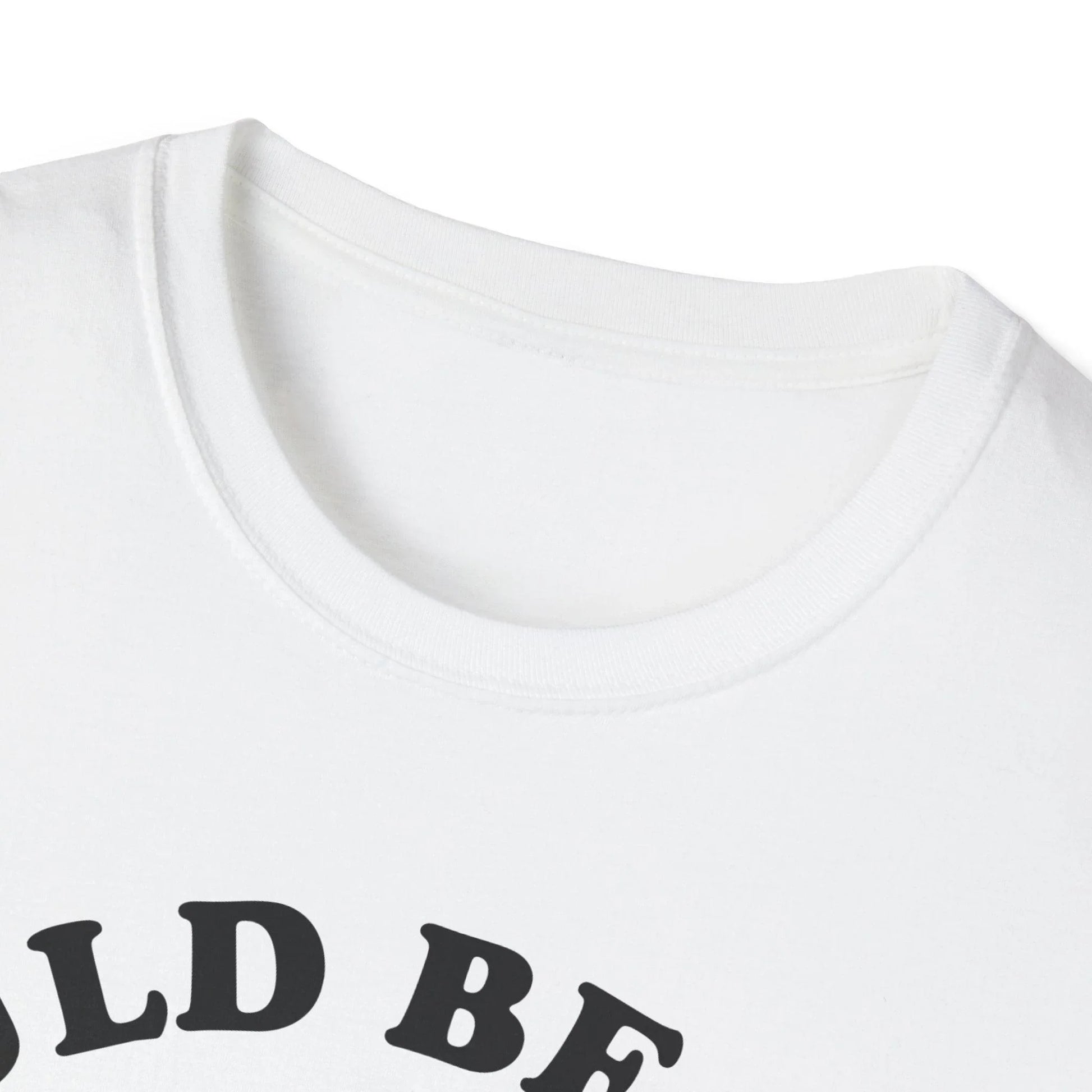 Close-up of the black unisex softstyle T-shirt fabric showing smooth, tightly woven cotton texture and subtle stitching