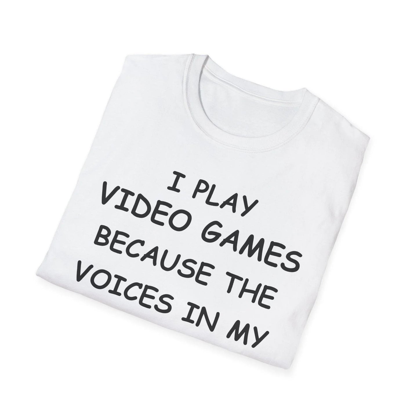 Close-up of the black unisex softstyle T-shirt’s collar showing reinforced stitching and smooth fabric texture from a front