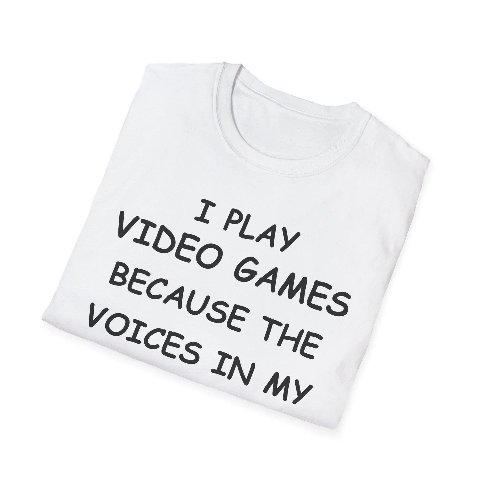 Close-up of the black unisex softstyle T-shirt’s collar showing reinforced stitching and smooth fabric texture from a front