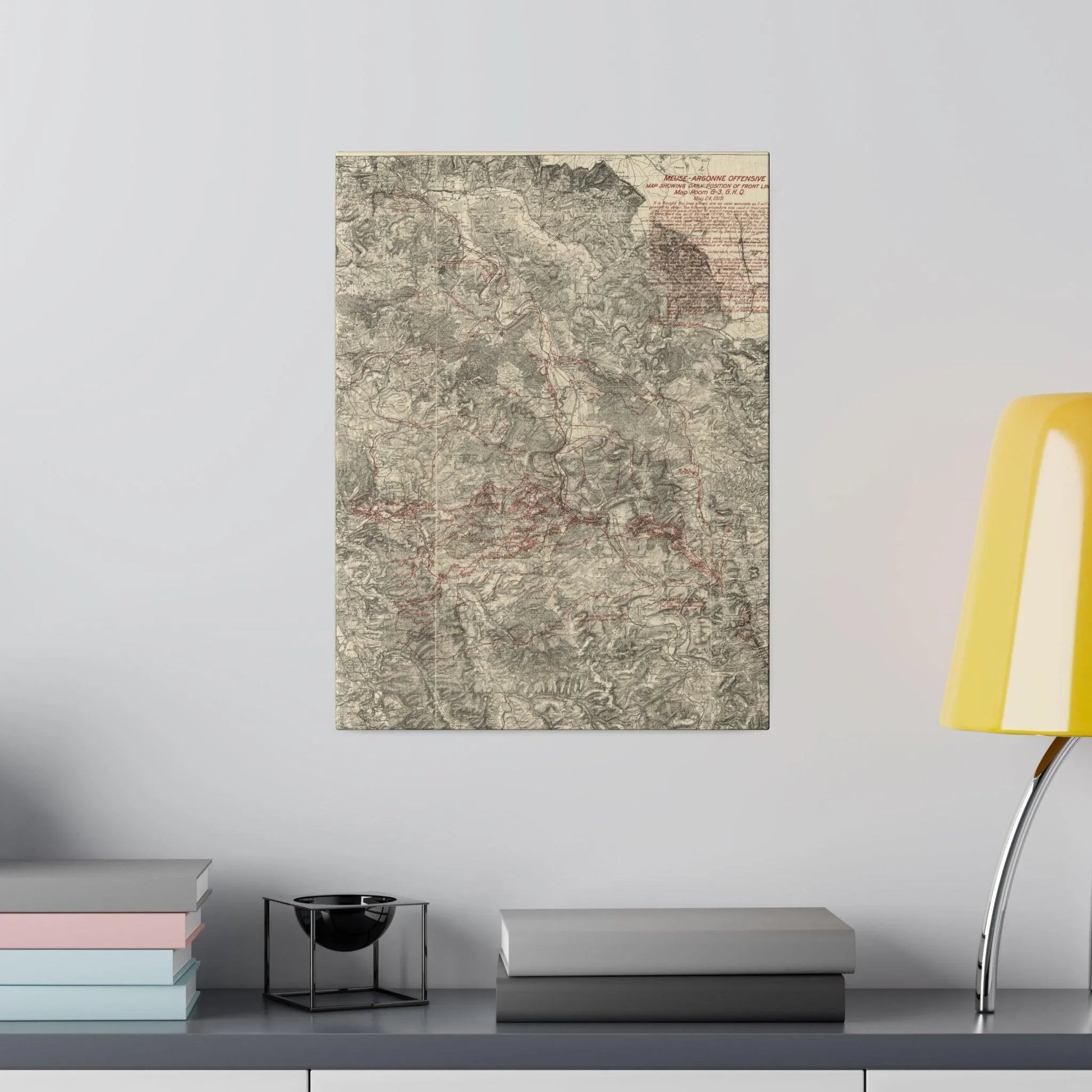 Close-up of detailed hand-lettered annotations and map markings on the G-3 record, highlighting historical battle notes.