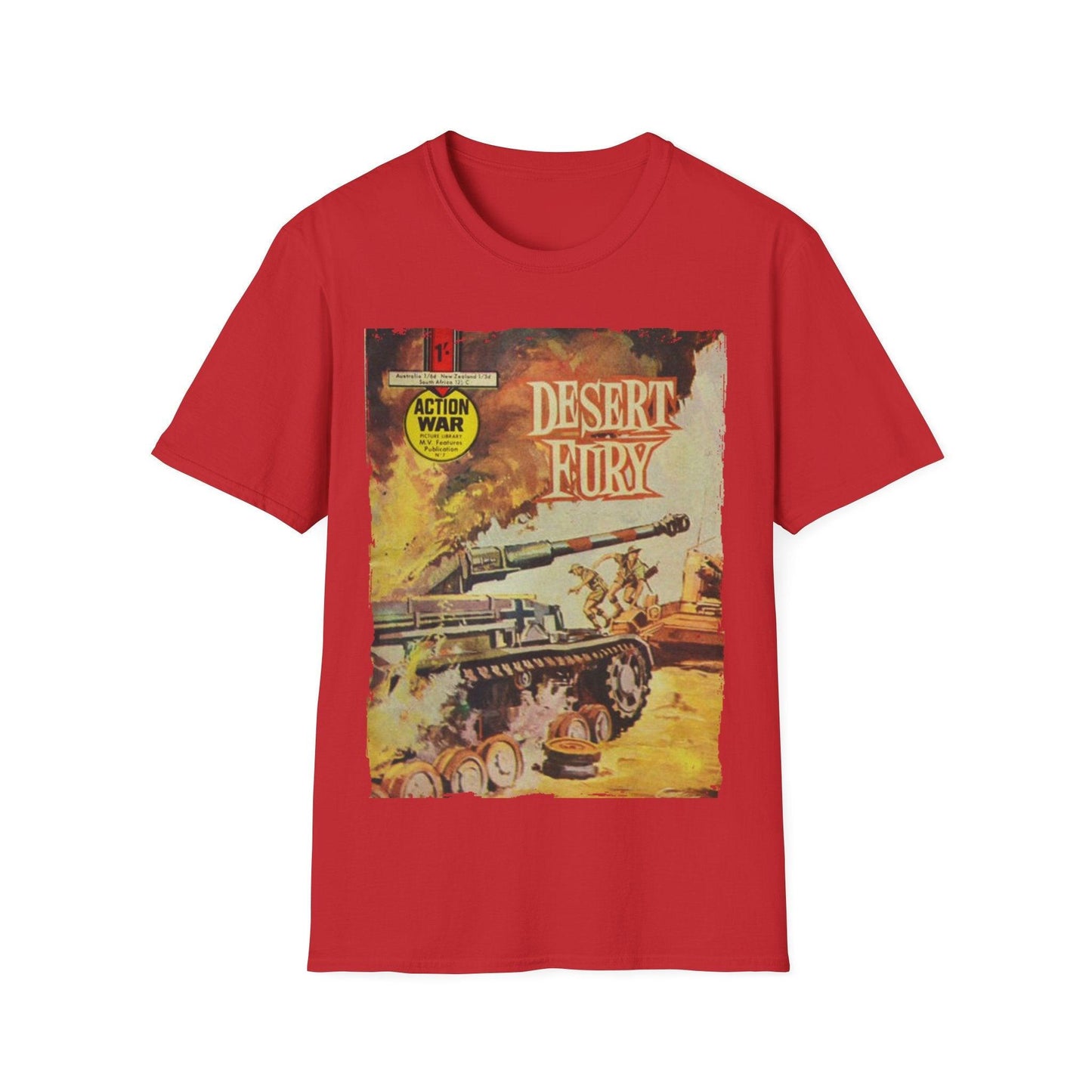 Close-up of the unisex softstyle T-shirt’s sewn neckline with visible stitching and fabric texture in classic black color