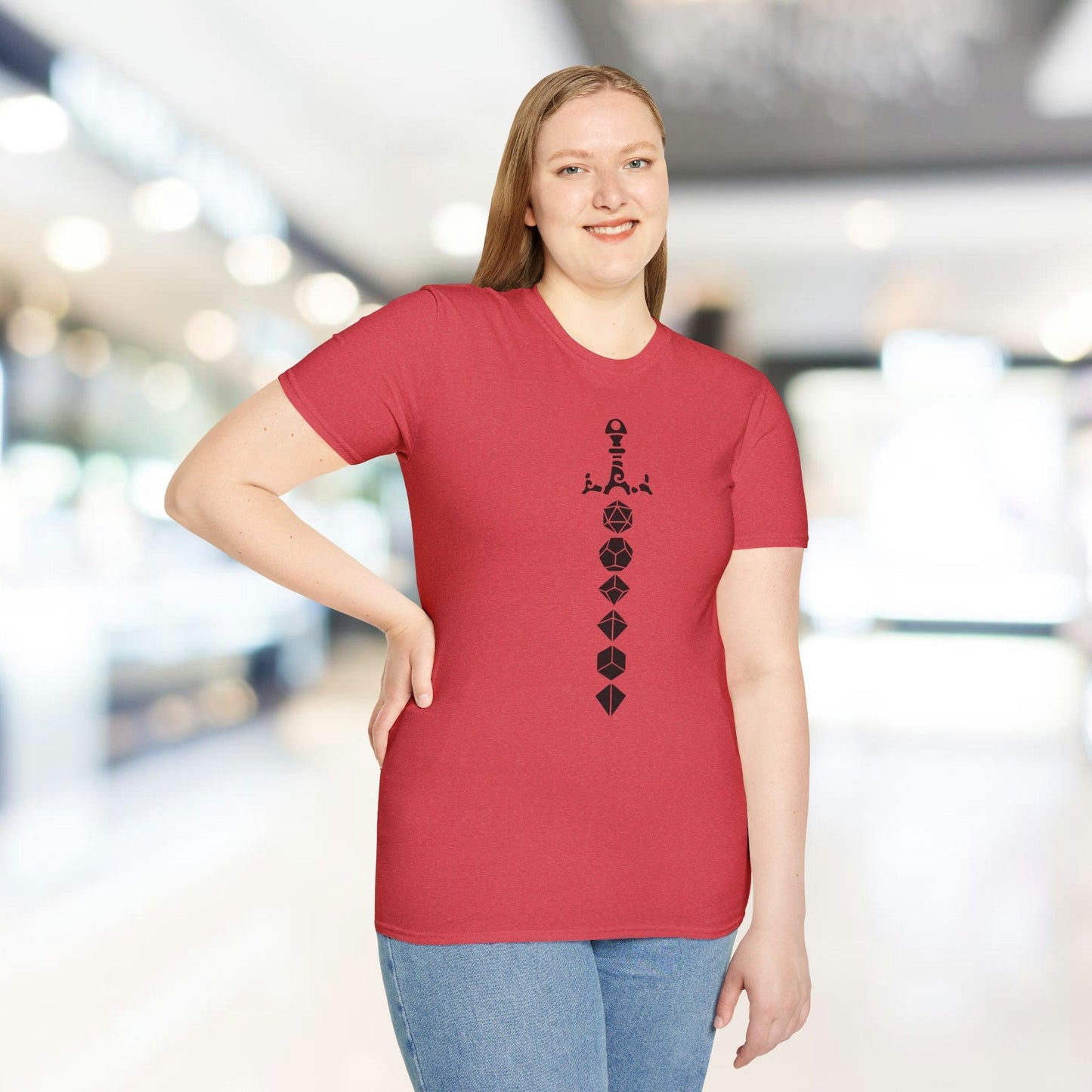 Close-up of the black fabric showing soft, matte texture and subtle stitching details on the Dice Sword T-Shirt's relaxed