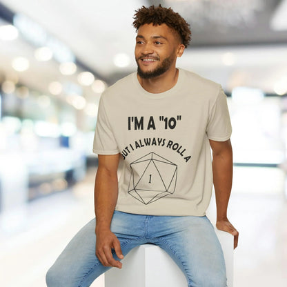 Close-up of the black unisex softstyle cotton T-shirt fabric texture with visible stitching and subtle heather pattern