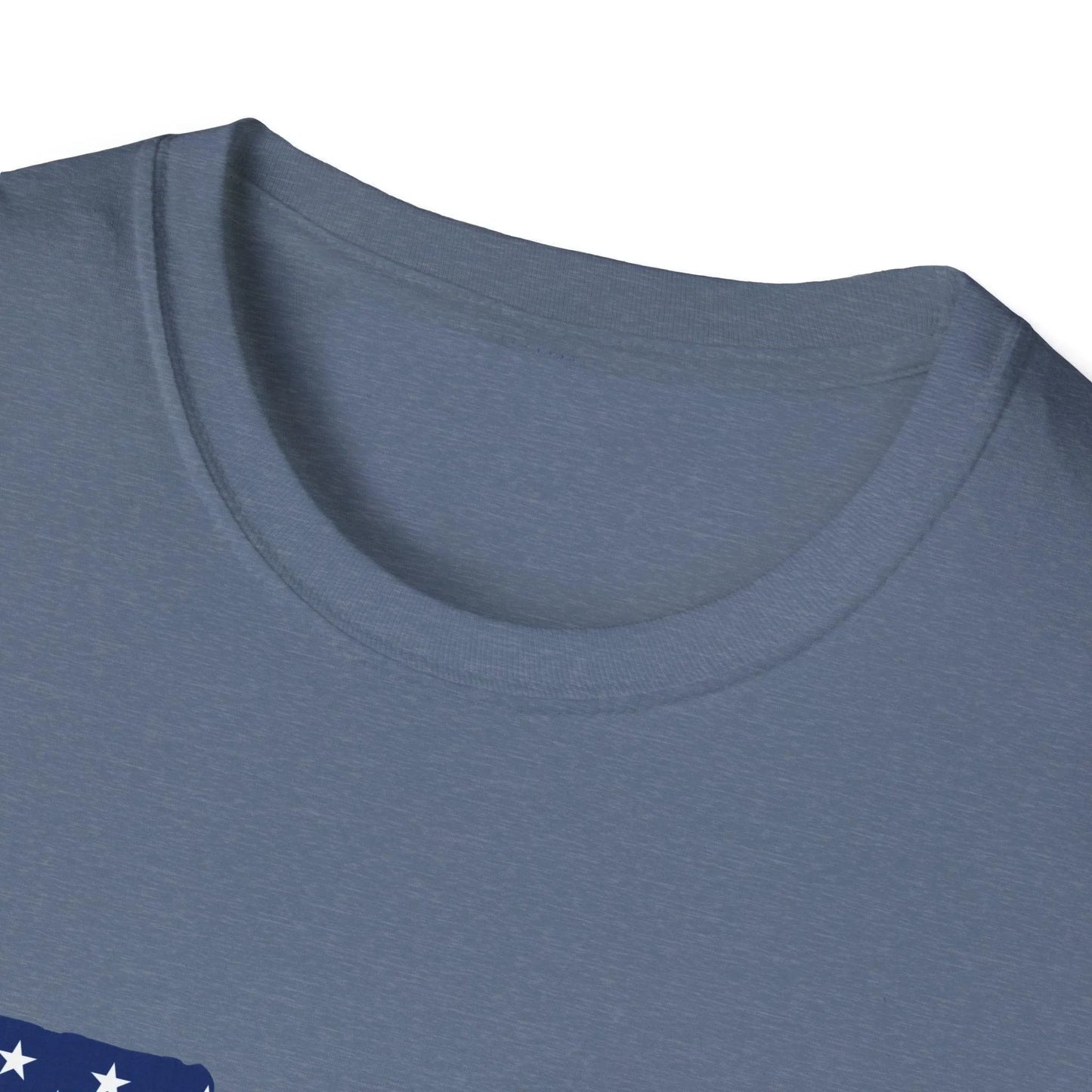 Close-up of the American flag Guns design featuring vibrant colors and detailed firearm illustrations on the soft cotton