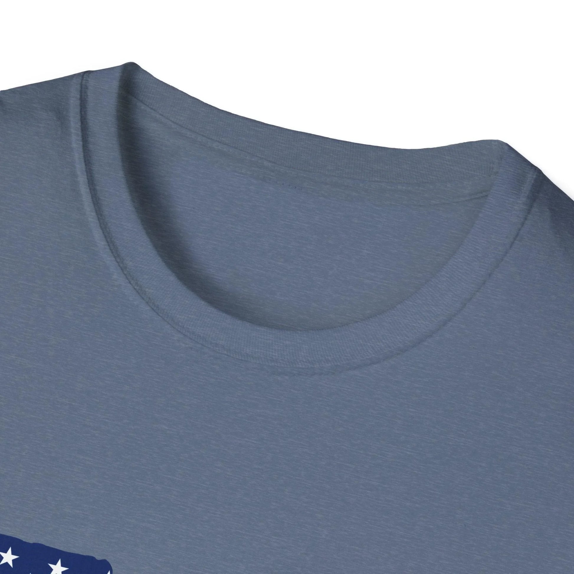 Close-up of the American flag Guns design featuring vibrant colors and detailed firearm illustrations on the soft cotton