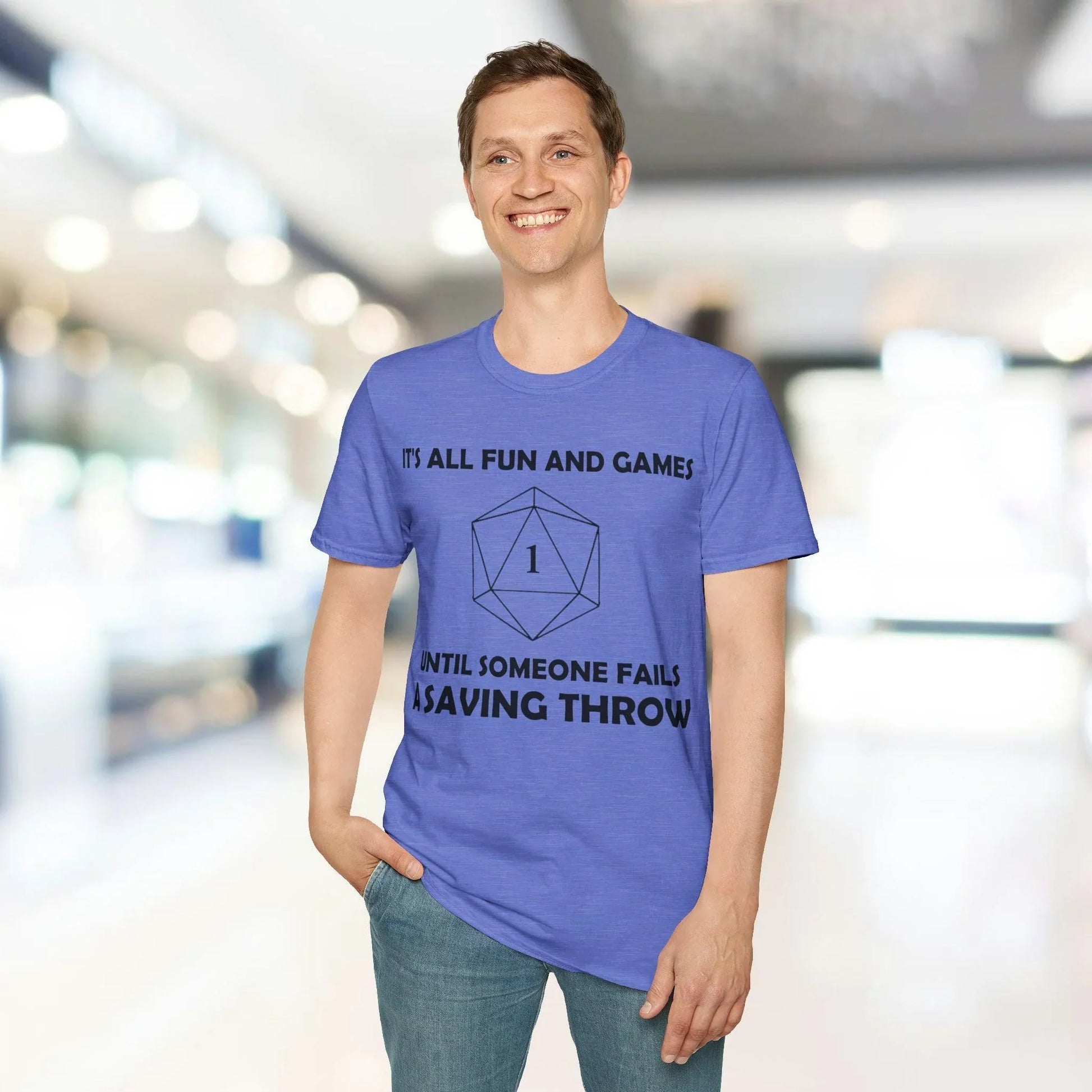 Close-up of the black unisex softstyle T-shirt's subtle fabric weave and neckline stitching from a slightly angled side view.