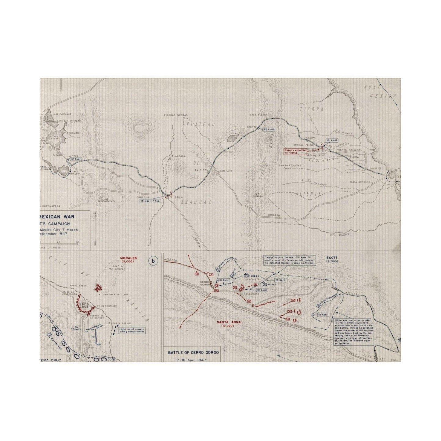 Close-up of textured canvas surface featuring subtle brushstroke details and faded historical map accents.