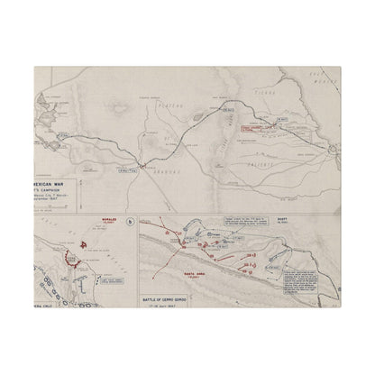 Close-up of textured canvas surface featuring subtle brushstroke details and faded historical map accents.