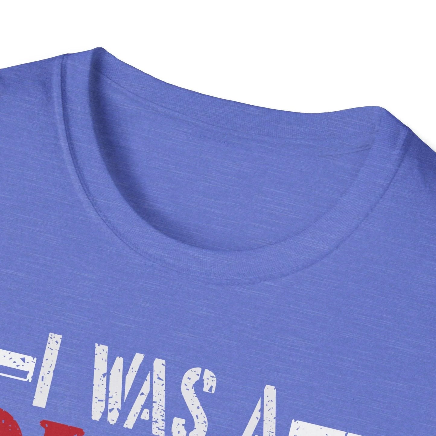 Close-up of the unisex soft cotton fabric in heather navy, highlighting smooth texture and relaxed fit neckline detail.