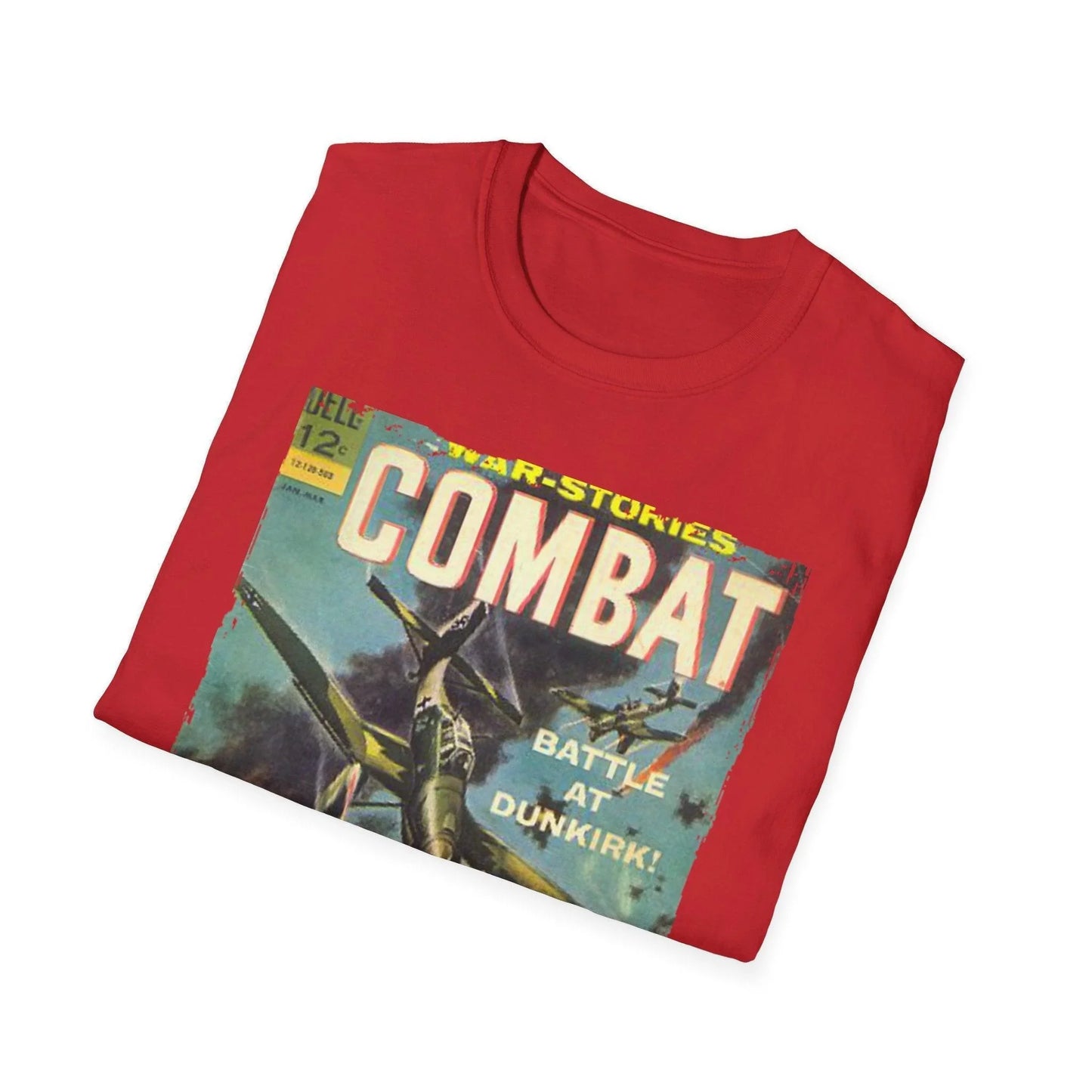 Close-up of the Combat March 1965 T-shirt’s crew neckline and reinforced stitching on black cotton fabric