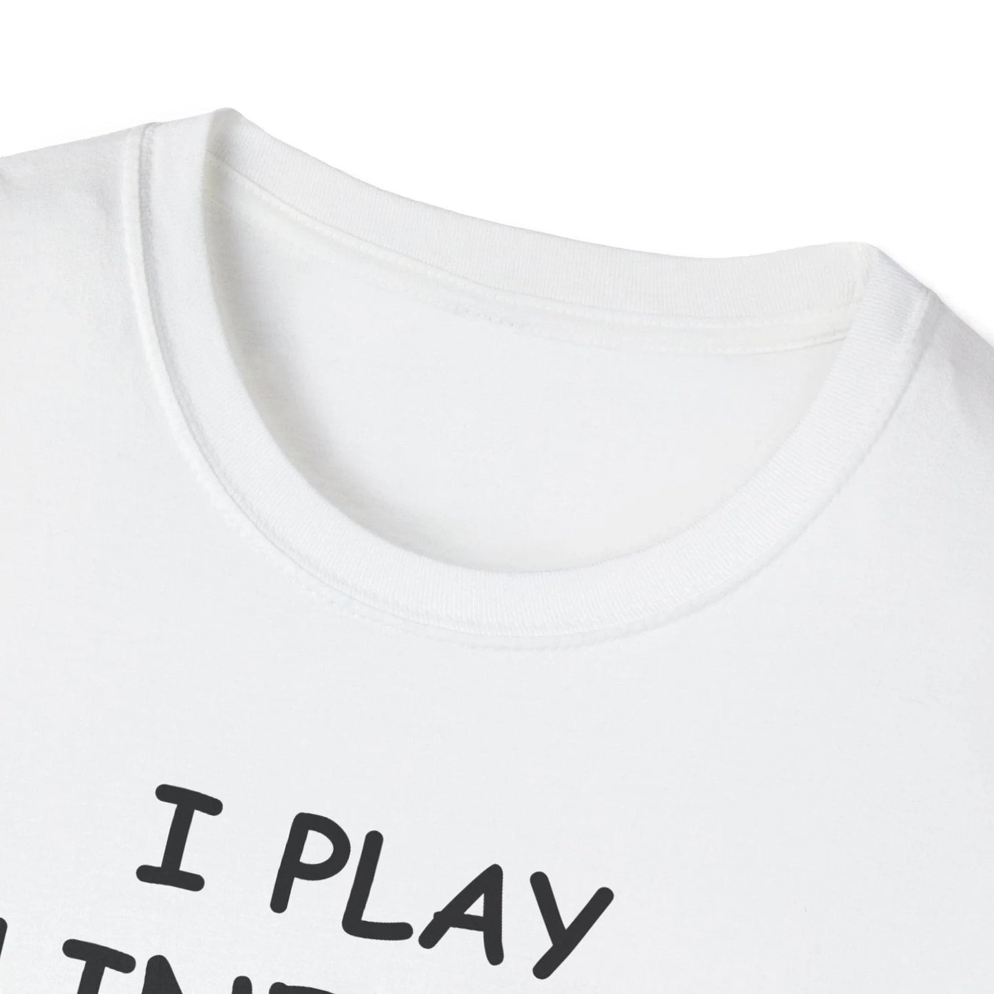 Close-up of the black unisex softstyle T-shirt’s collar and neckline stitching from above, highlighting smooth seams and