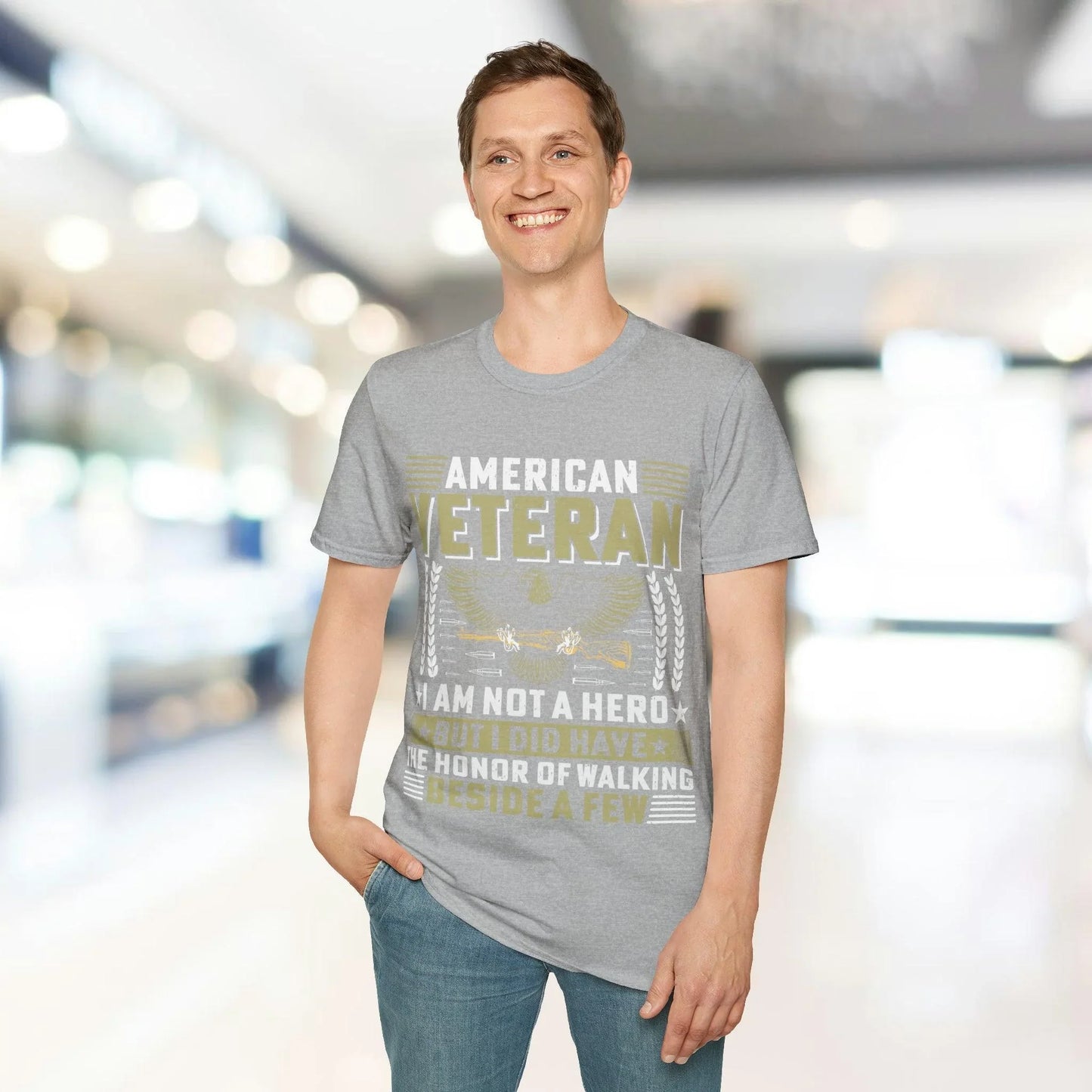 Close-up of the unisex Softstyle T-Shirt fabric showing smooth, relaxed fit with short sleeves and vibrant black color from