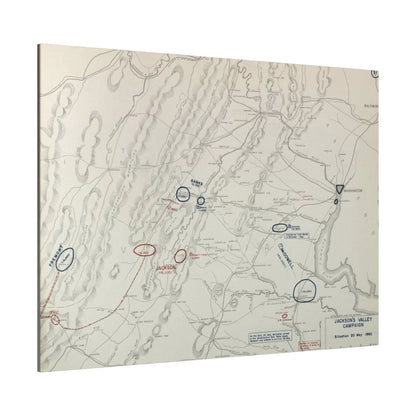 Close-up of detailed canvas texture and subtle brushstrokes highlighting the 1862 Civil War campaign scene from an overhead