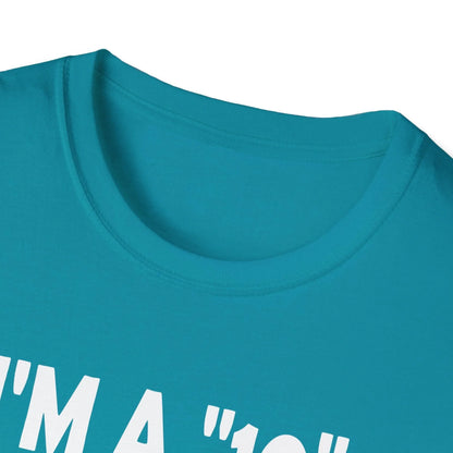 Close-up of the collar and neckline showing soft cotton fabric and double-stitched seams on the white unisex T-shirt.