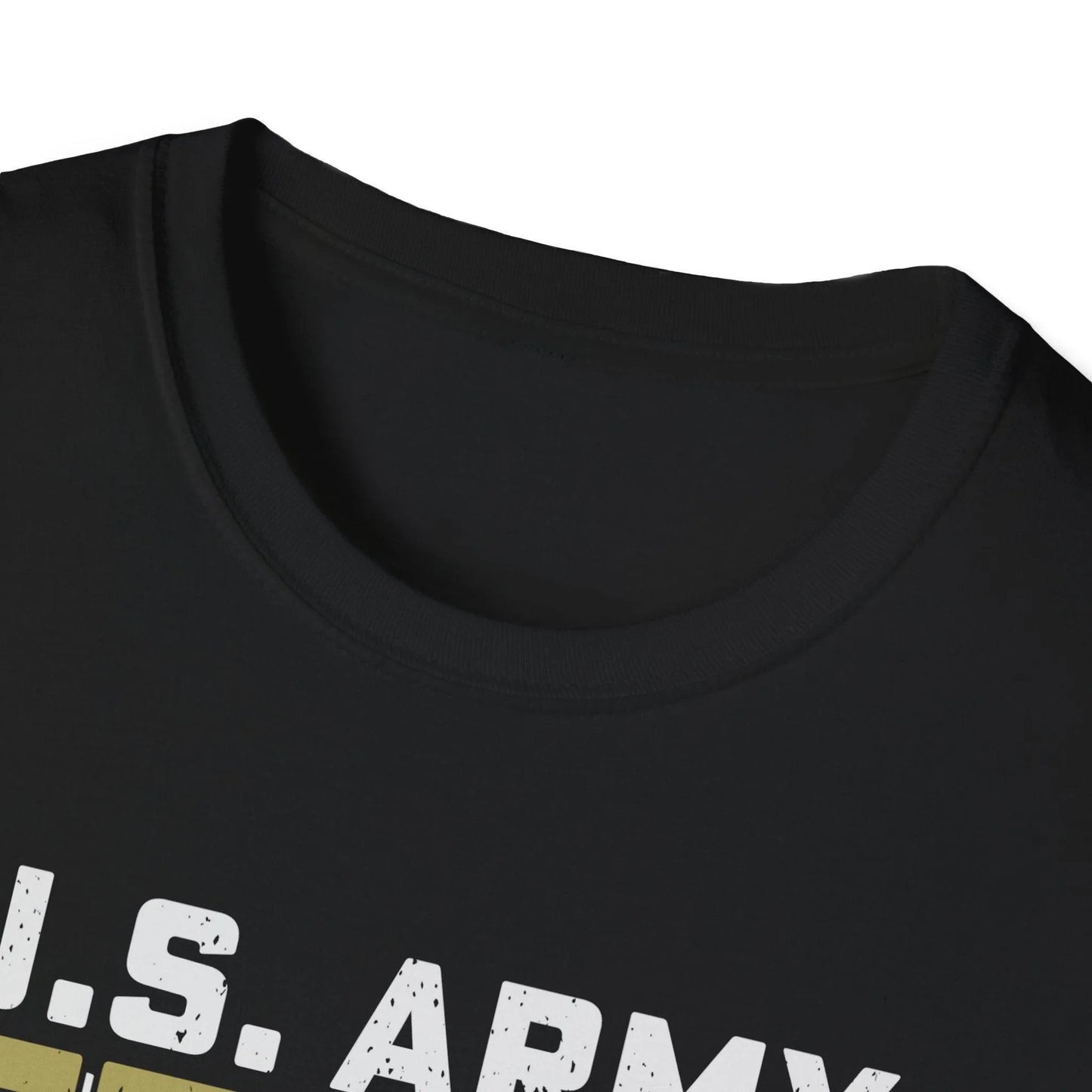 Close-up of the Army Defender of Freedom T-Shirt’s navy fabric showing subtle textured cotton weave and relaxed fit neckline