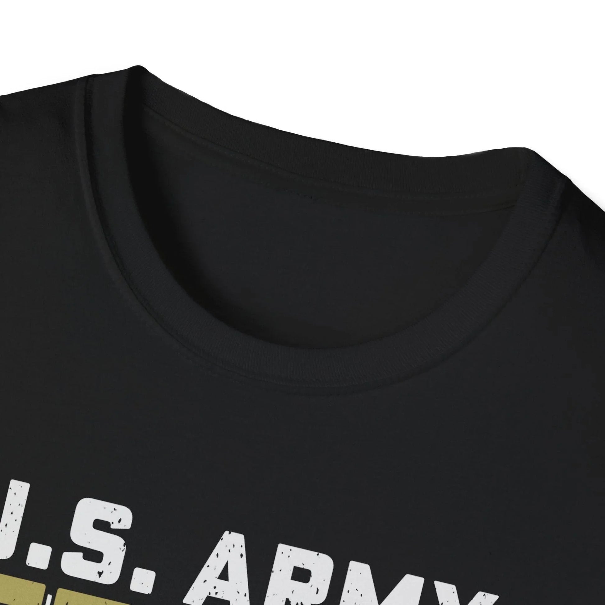 Close-up of the Army Defender of Freedom T-Shirt’s navy fabric showing subtle textured cotton weave and relaxed fit neckline