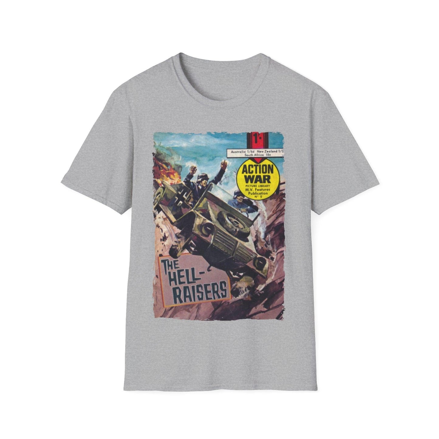 Close-up of the unisex softstyle T-shirt’s vibrant crimson color and smooth cotton fabric weave from a front quarter angle.