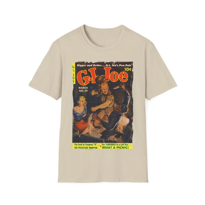 Close-up of the G.I. Joe No.29 T-shirt’s collar showing soft cotton fabric and reinforced ribbed neckline detail.