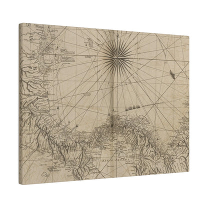 Close-up of detailed map textures highlighting the vibrant color variations along the Panama coast from a diagonal angle