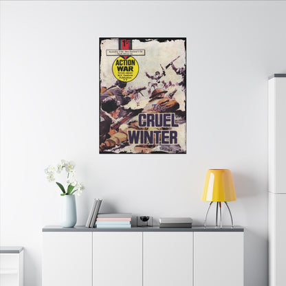 Close-up of the textured canvas surface highlighting vibrant ink details and subtle brushstroke effects from a top-down