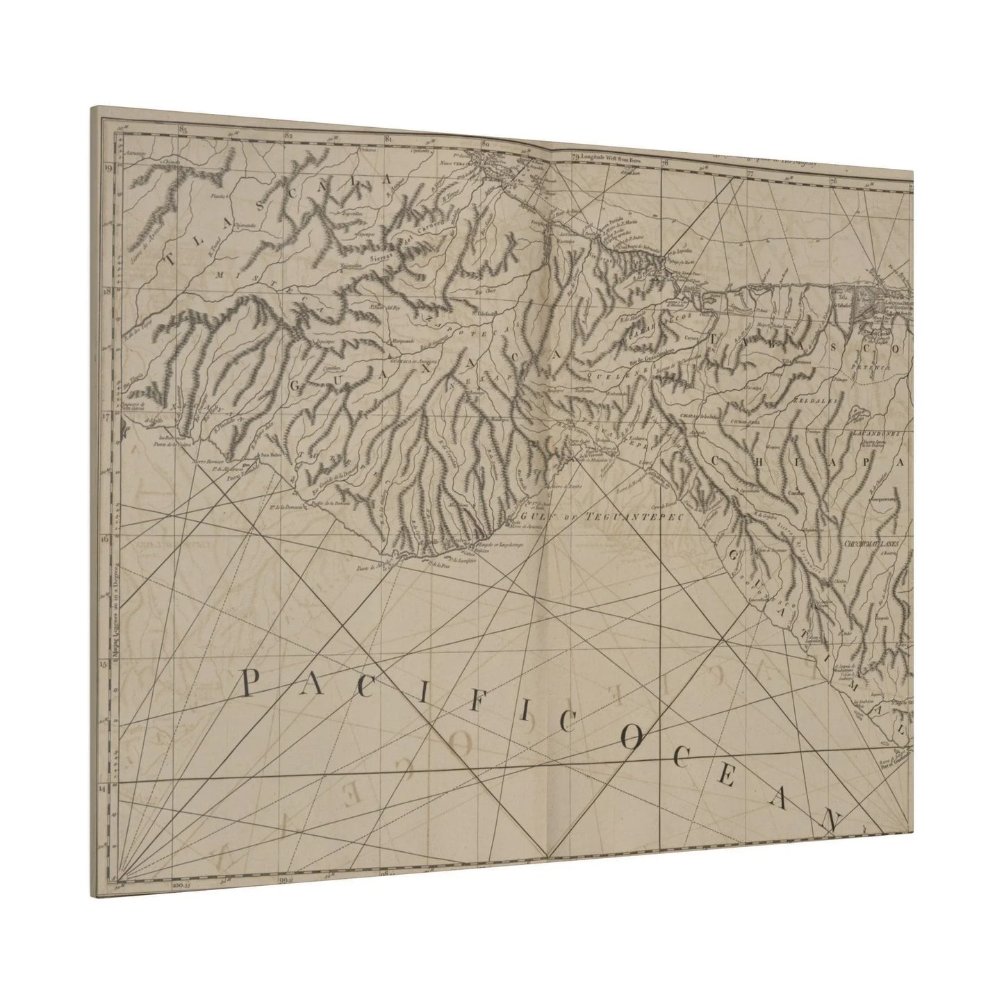 Close-up of the textured canvas surface highlighting the detailed brushstrokes and warm earthy tones of the Coast of New