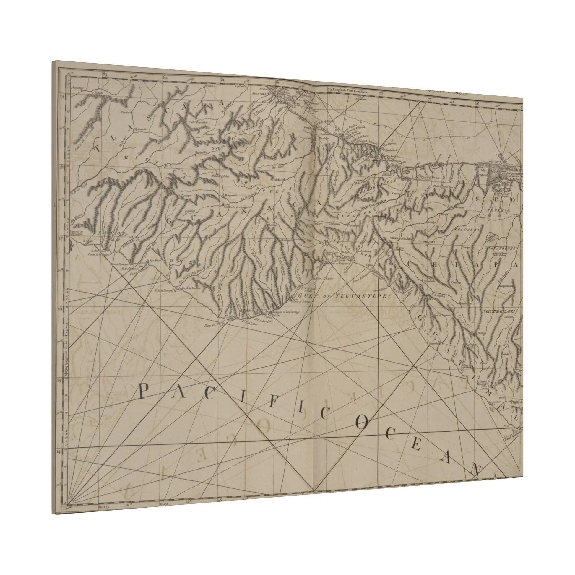 Close-up of the textured canvas surface highlighting the detailed brushstrokes and warm earthy tones of the Coast of New