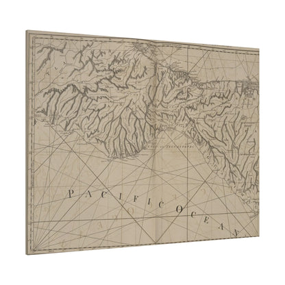 Close-up of the textured canvas surface highlighting the detailed brushstrokes and warm earthy tones of the Coast of New