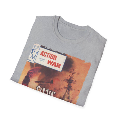 Close-up of the charcoal gray fabric’s soft texture and reinforced stitched neckline on the unisex slim fit T-shirt.