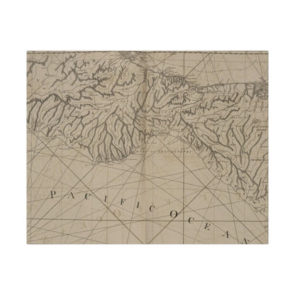 Close-up of textured canvas surface highlighting subtle brushstroke details and warm color tones of the Coast of New Spain