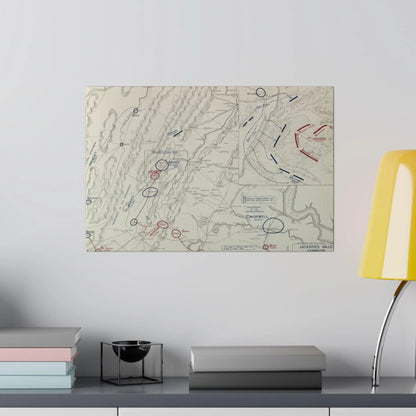 Close-up of detailed canvas texture and subtle brushstrokes highlighting the historical scene’s aged finish.