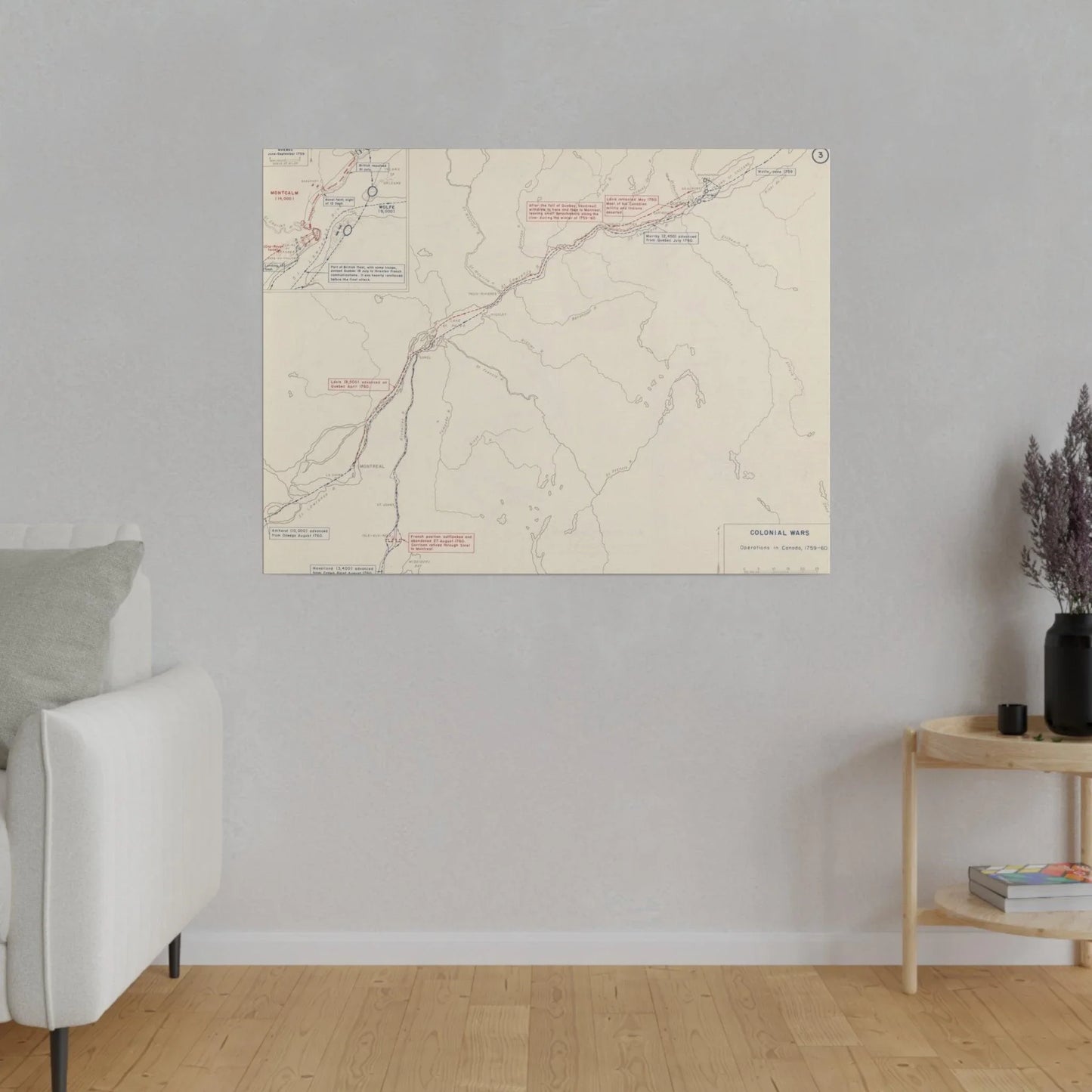 Close-up of detailed canvas fabric texture and subtle canvas weave pattern from a 1759-1760 colonial war scene.